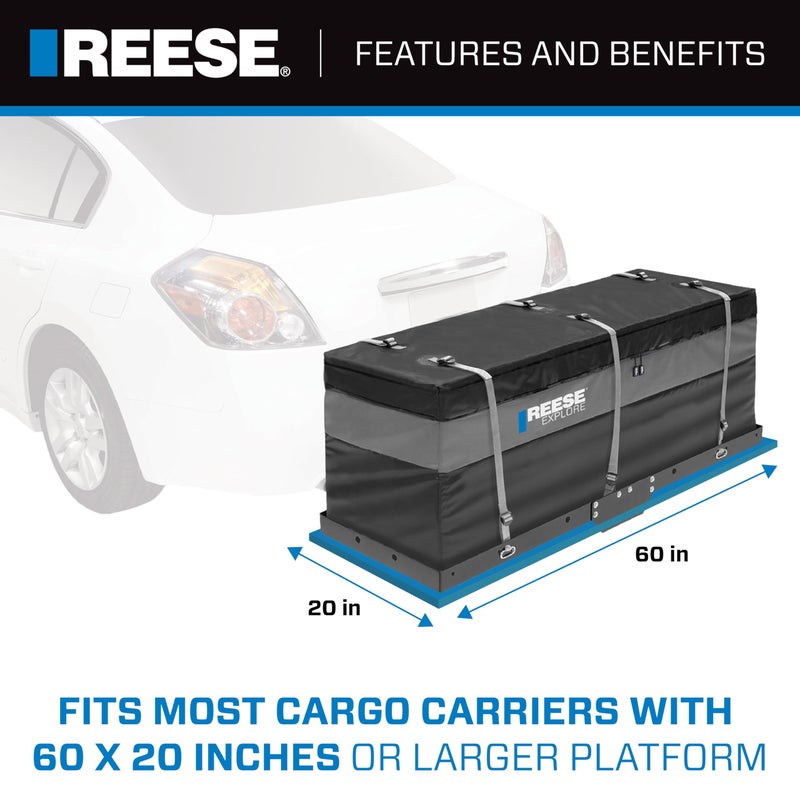 Reese Explore 63604 Amigo Hitch Mount Cargo Carrier Bag, 59 Inch x 18.5 Inch x 24 Inch, Rainproof, Fit On A Most Full-Size Hitch Mounted Cargo Carriers. - Image 3